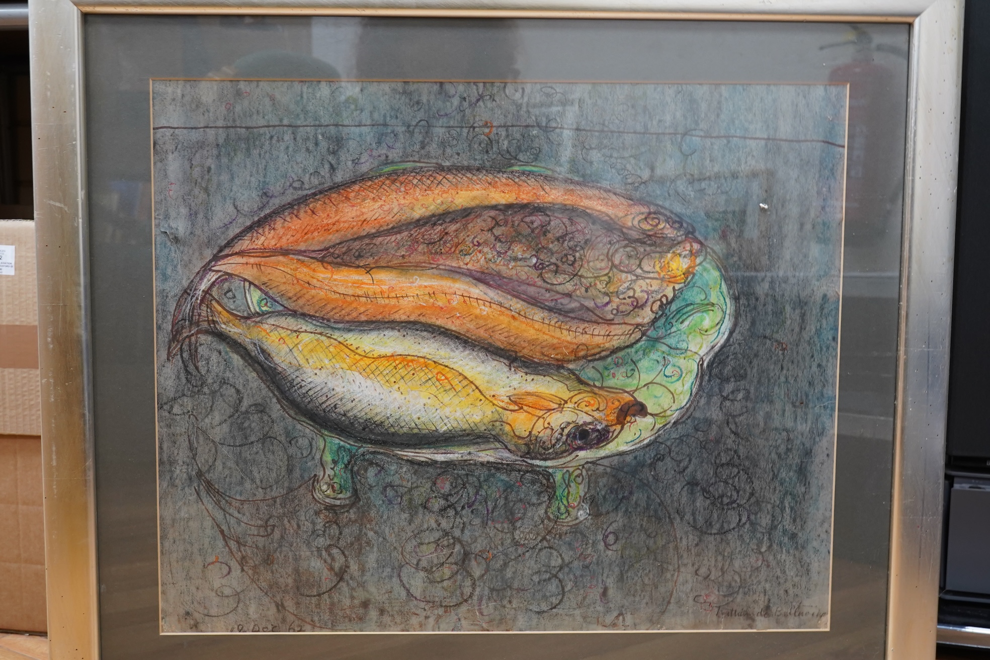 William de Belleroche (1912-1969), Still life of two dead fish, signed and dated 19th December ‘62, 50 x 62cm